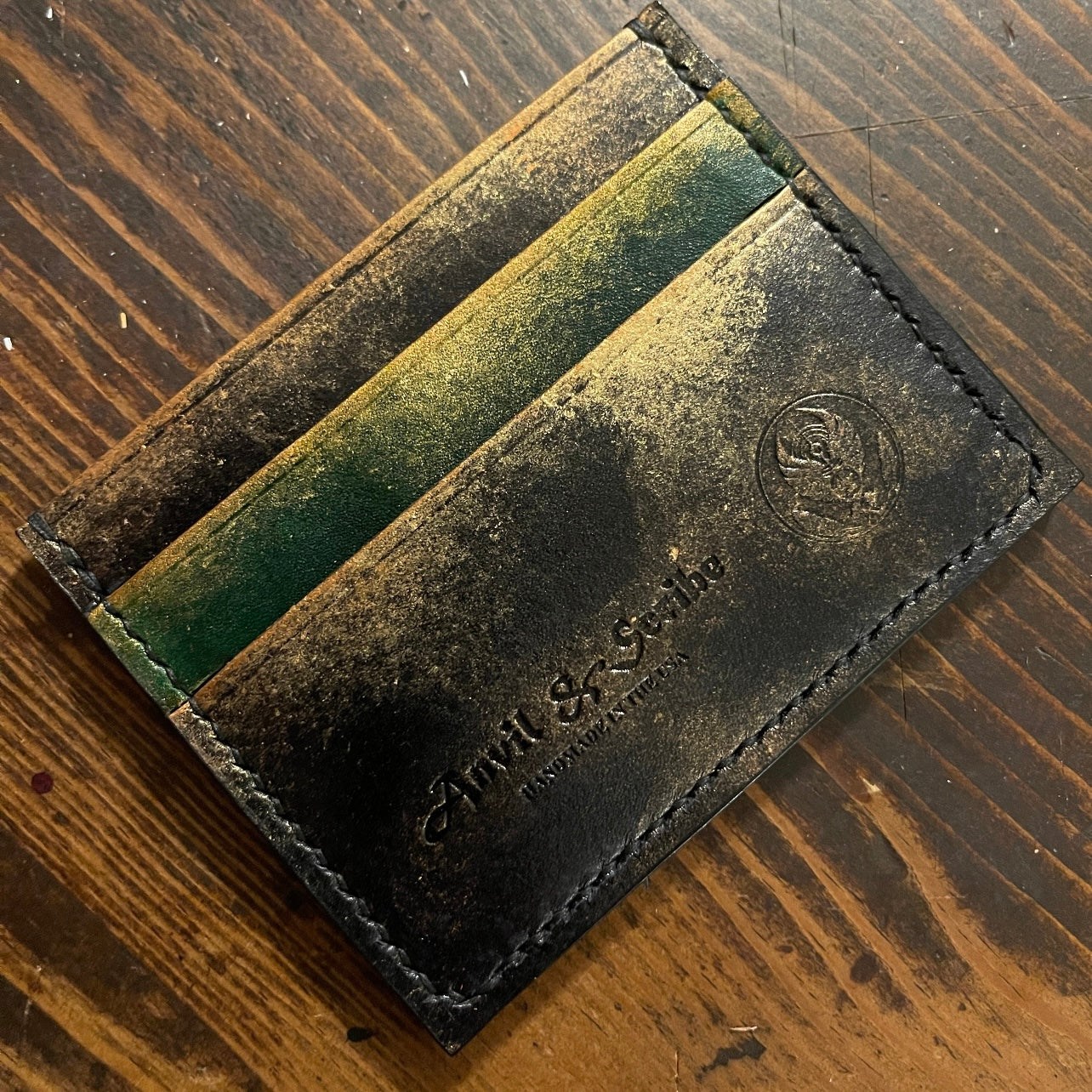 The ‘DaVinci’ Luxury Card Wallet in Emerald & Black